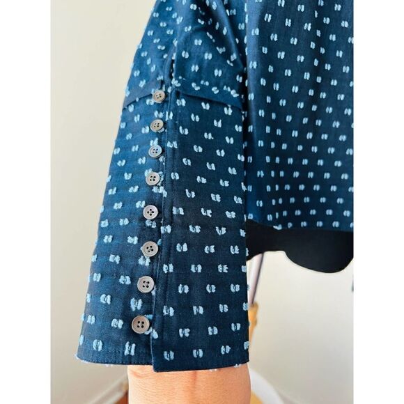 Derek Lam 10 Crosby Navy Clip Dot Off the Shoulder Top Size 2 - Picture 4 of 9